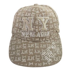 New York NY All Over Print Women's Baseball Hat Beige Adjustable StrapBack Cap